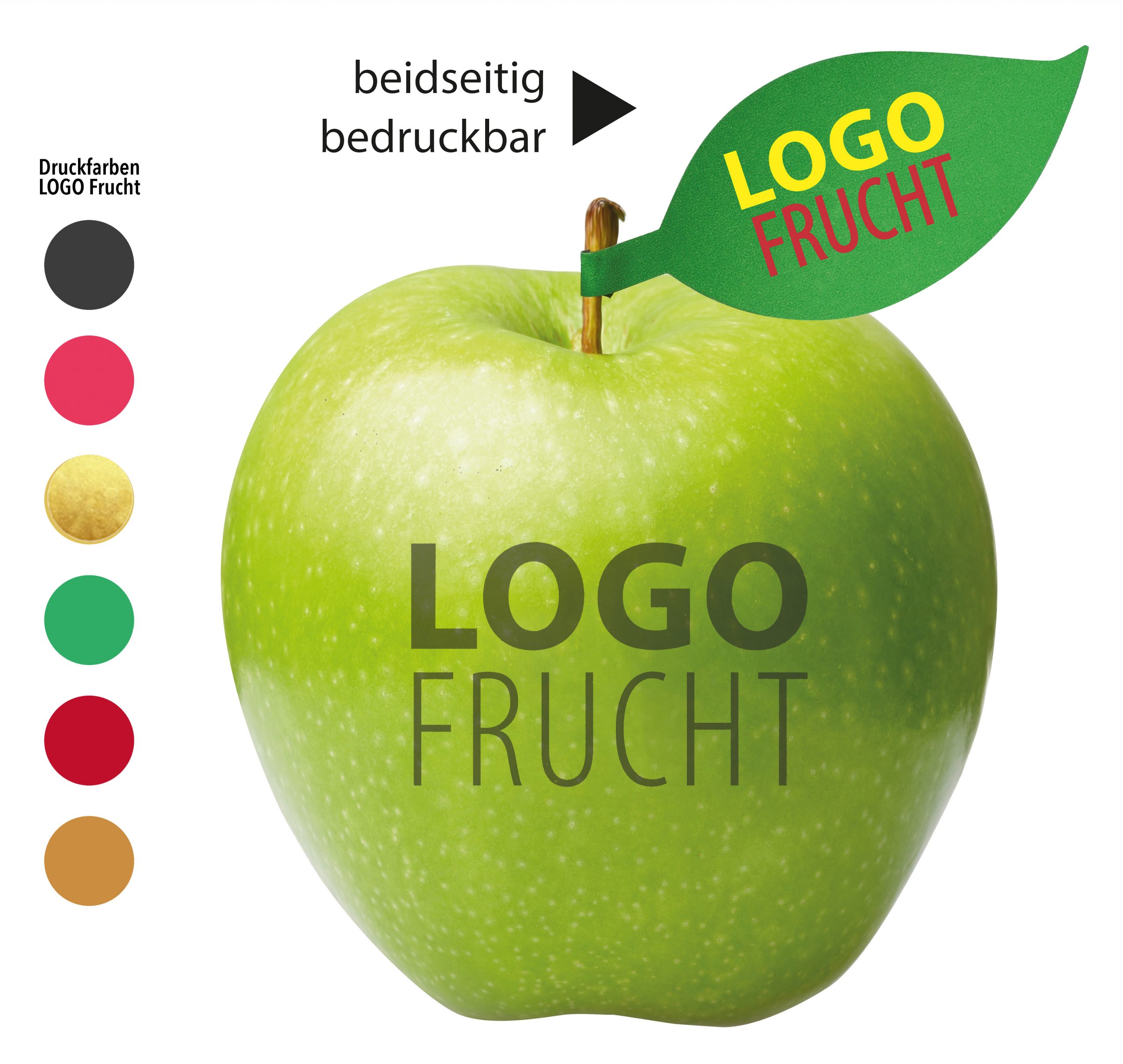 LogoFrucht Apfel grün + Apfelblatt
